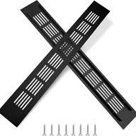 Kratki wentylacyjne - Aluminiowa kratka wentylacyjna do szaf i pokoi, 35 x 5 cm, czarna, 2 sztuki - miniaturka - grafika 1