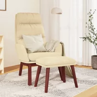 Fotele - Lumarko Fotel z podnóżkiem, kremowy, obity tkaniną - miniaturka - grafika 1
