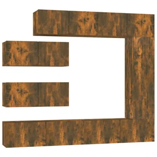 vidaXL 7-częściowa szafka pod telewizor z drewna w kolorze dębu wędzonego - Szafki RTV - miniaturka - grafika 1