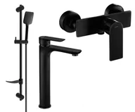 Zestawy baterii łazienkowych - Mexen Alfa DF62 zestaw prysznicowy, czarny - 745714DF62-70 - miniaturka - grafika 1