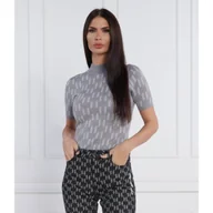 Bluzki damskie - Karl Lagerfeld Bluzka Monogram | Slim Fit | z dodatkiem wełny - miniaturka - grafika 1