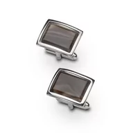 Spinki do mankietów i krawatów - Spinki Srebrne Z Krzemieniem Pasiastym - Prostokątne - miniaturka - grafika 1