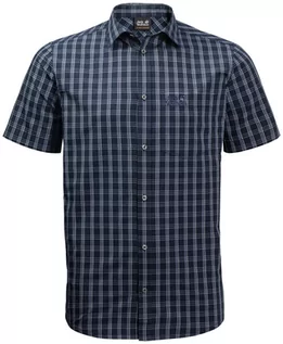 Koszule męskie - Jack Wolfskin Hot Springs Koszula z krótkim rękawem Mężczyźni, niebieski XL 2022 Koszule Button Down z krókim rękawem - grafika 1