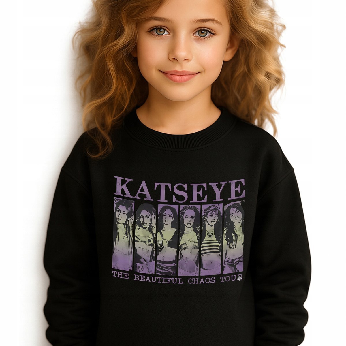 Bluza Dziecięca Czarna KATSEYE TOUR Muzyka K-pop Idolki Prezent - 128 cm Wz