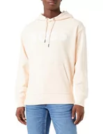 Bluzy męskie - BOSS Męska bluza z kapturem WebasicHood z bawełny ze strukturą French Terry i nadrukiem logo, jasnobeżowa, S, Open Beige290, S - miniaturka - grafika 1