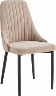 kontrast Krzesło tapicerowane nowoczesne do jadalni salonu welurowe Eva2 taupe - Krzesła - miniaturka - grafika 1