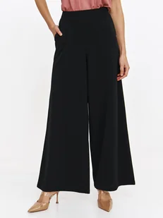 Spodnie z szeroką nogawką z gumą w pasie - Spodnie damskie Spodnie z szeroką nogawką z gumą w pasie - Spodnie damskie - miniaturka - grafika 1