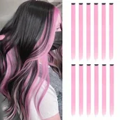 Pozostałe akcesoria fryzjerskie - TEMU 12 szt. Wielokolorowe Syntetyczne Doczepiane Przedłużenia do Włosów w Stylu Y2K dla Kobiet - Proste Pasemka o Długości 22 Cale z Żywe Różowymi - miniaturka - grafika 1