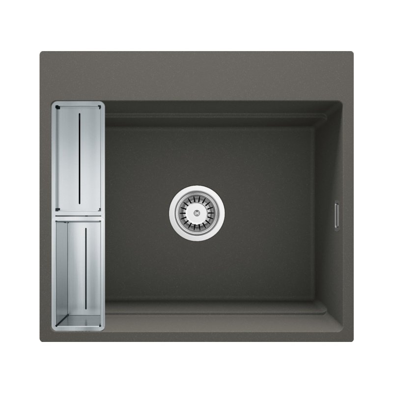 Deante Magnetic Zlewozmywak granitowy jednokomorowy 56x52 cm antracyt metalik ZRM_T10A
