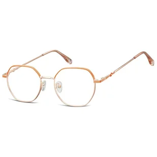 Damskie Oprawki korekcyjne sześciokątne okulary zerówki 905E złoty/pomarańczowy - Okulary korekcyjne, oprawki, szkła - miniaturka - grafika 1