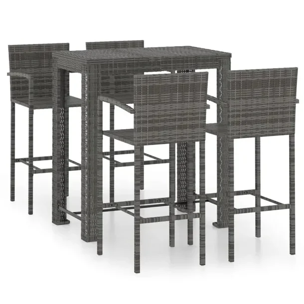 Zestaw mebli barowych ogrodowych szary, stal/rattan PE, 100x60,5x110,5 cm
