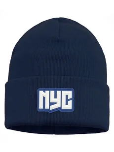 Chłopięca czapka beanie z naszywką Brand NYC granatowa Ambra Biz - Czapki damskie - miniaturka - grafika 1