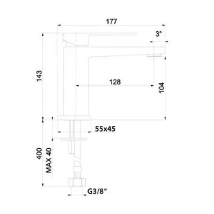 Sapho Latus bateria umywalkowa czarny mat 1102-72B - Baterie umywalkowe - miniaturka - grafika 2