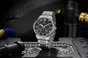 Zegarki męskie - Srebrny elegancki zegarek męski bransoleta duży solidny Perfect CH01M - miniaturka - grafika 1