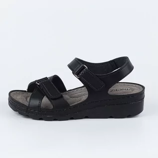 Sandały damskie - Czarne sandały damskie komfortowe VINCEZA 46007 - Vinceza - grafika 1