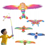 Zabawki i gry sportowe - Latawiec na Wędce Syrena 35x20 cm – Ruchoma Zabawka Dla Dzieci, Wirująca Syrenka z Tęczowymi Skrzydłami, Zabawka na Świeżym Powietrzu, Prezent dla D.. - miniaturka - grafika 1