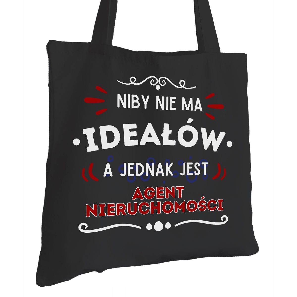 Torba Bawełniana dla Agenta Nieruchomości Czarna Na Prezent Trwały Nadruk