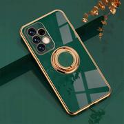 Etui i futerały do telefonów - Alogy Etui TPU Luxury Ring Case z uchwytem na palec do Samsung Galaxy A53 5G zielone ze złotą ramką + Szkło - miniaturka - grafika 1