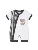 Kombinezony dla dzieci - Niemowlęcy rampers z nadrukiem liska grafitowy Nicol,r.52 - miniaturka - grafika 1