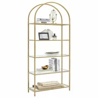 Regały - Regał metalowy szklany złoty GLAMOUR 184 cm - miniaturka - grafika 1