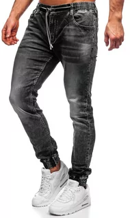 Spodnie męskie - Czarne spodnie jeansowe joggery męskie Denley 30047S0 - grafika 1
