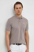Koszulki męskie - Emporio Armani polo bawełniane kolor beżowy gładki - miniaturka - grafika 1