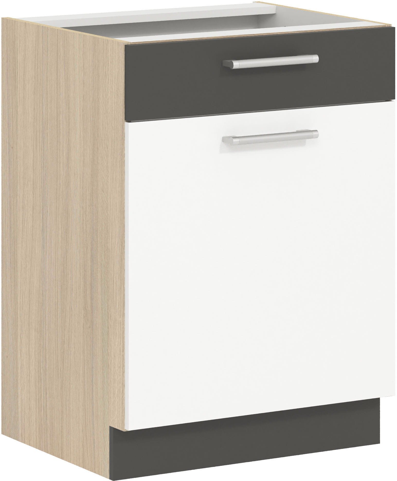 Szafka dolna kuchenna z szufladą MODENA MD16/D60S1 biały połysk / grafit