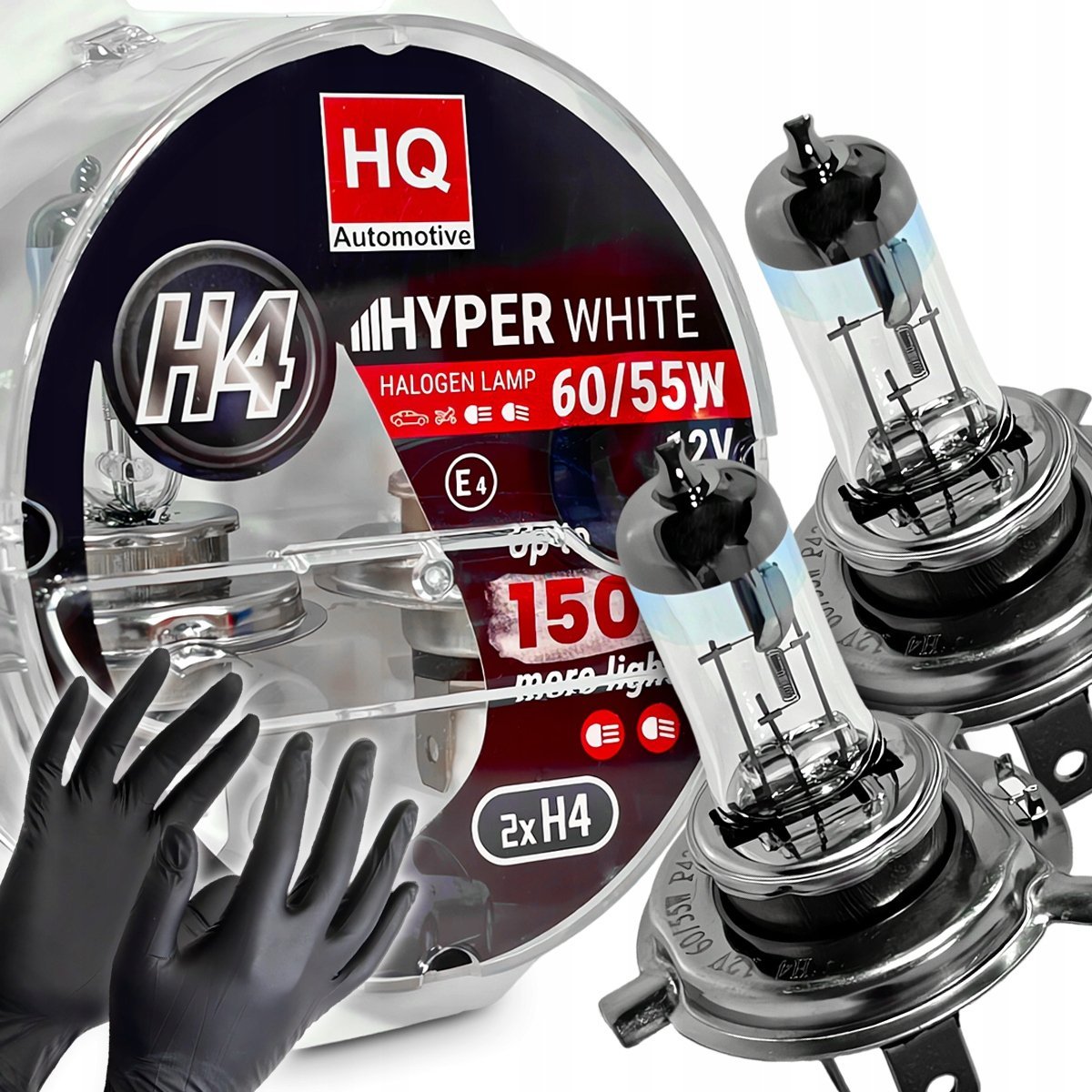 Żarówki H4 HQ Automotive +150% Hyper White 55W 12V Bardzo Mocne