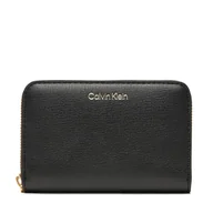 Portfele - Duży Portfel Damski Calvin Klein Foil Logo Medium Zip Around LV04F1091G Czarny - miniaturka - grafika 1
