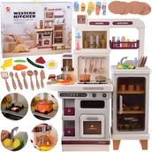 Zabawki AGD - Interaktywna beżowa kuchnia dla dzieci + efekty: światło dźwięk para ZA5766 - miniaturka - grafika 1