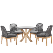 Meble ogrodowe - Shumee Shumee Zestaw ogrodowy okrągły stół i 4 krzesła czarny OLBIA 270462 - miniaturka - grafika 1