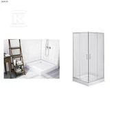 Kabiny prysznicowe - Onnline Kabina prysznicowa kwadratowa, profil chrom, szkło szron 80x185 oraz brodzik akrylowy 16x80x80x5 cm kwadratowy płytki z obudową - miniaturka - grafika 1