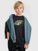 Koszulki dla chłopców - 4F T-shirt oversize z nadrukiem chłopięcy - czarny 122 (6-7 lat) - miniaturka - grafika 1