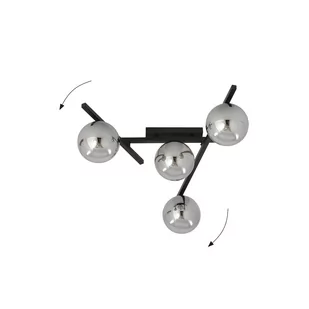 Emibig Lighting czarny krótki żyrandol szklane kule SMART 4 BLACK/GRAFIT 1104/4 nowoczesna lampa sufitowa do sypialni 1104/4 - Lampy sufitowe - miniaturka - grafika 3