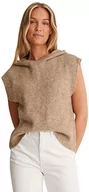 Kamizelki damskie - NA-KD Damska kamizelka z kapturem z dzianiny, Ciemnobeżowy, XS - miniaturka - grafika 1