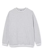 Swetry męskie - Build Your Brand Męska bluza College Crew, sweter dla mężczyzn z paskami na mankietach, dostępny w 3 kolorach, rozmiary S-5XL, Heather Grey/White, 4XL - miniaturka - grafika 1