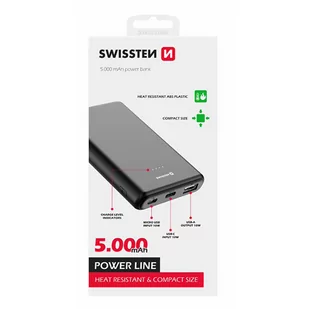 SWISSTEN, Powerbank, POWER LINE, Li-Pol, 5V, do ładowania telefonów i innych urządzeń, 22013910, 5000mAh, microUSB, USB-A, USB-C, - Powerbanki - miniaturka - grafika 3