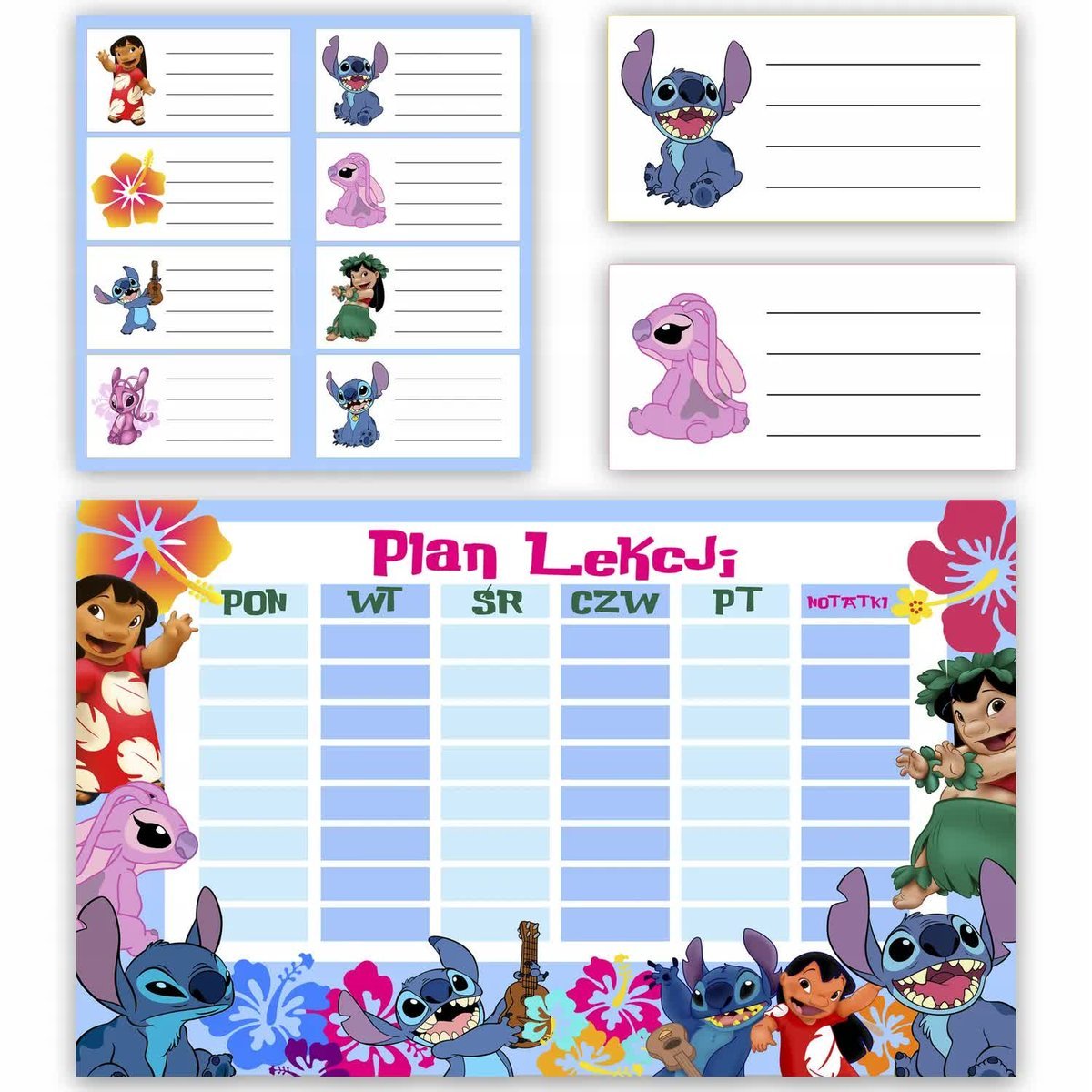 Zestaw Plan Lekcji Naklejki Na Zeszyt LILO STICH