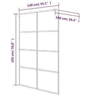 Ścianka prysznicowa srebrna, 140x195 cm przezroczyste szkło ESG - Ścianki i drzwi prysznicowe - miniaturka - grafika 8