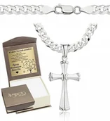 Naszyjniki męskie - Łańcuszek Srebrny Męski Pancerka 5,50 mm z Krzyżykiem Grawer Gratis - Argmeta - miniaturka - grafika 1