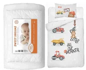 Pościel dla dzieci - Komplet do łóżeczka kołdra pościel podusia 100x135 koparka - miniaturka - grafika 1