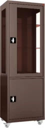 MDBW/1k.8017 mobilna szafa lekarska 1-skrzydłowa 2-komorowa brązowa na kołach - Meble i wyposażenie gabinetów medycznych - miniaturka - grafika 1