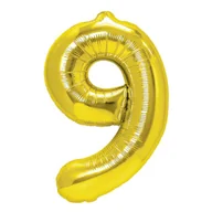 Balony i akcesoria - Balon foliowy złoty cyfra 9 dziewięć 70 cm urodziny 63949 - miniaturka - grafika 1