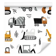 Tapety - Tapeta Dziecięca WYWROTKI Maszyny Pojazdy Dźwigi 0,53m x 10m - miniaturka - grafika 1