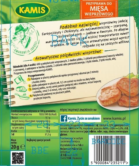 Kamis przyprawa do mięsa wieprzowego 20g