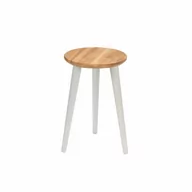 Taborety i hokery - Taboret lub hocker okrągły z litego dębu Modern Oak, Wykończenie nogi - Buk - farba szara, Wysokość [cm] - 47, Średnica siedziska [cm] - 30 - miniaturka - grafika 1