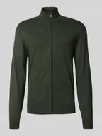 Swetry męskie - Kurtka o kroju slim fit z dzianiny z mieszanki wiskozy z zamkiem błyskawicznym - miniaturka - grafika 1