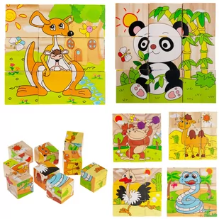 Edukacyjne Drewniane Klocki Puzzle Układanka - Zabawki interaktywne dla dzieci - miniaturka - grafika 1