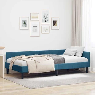 vidaXL Rama łóżka narożnego Z zagłówkiem Niebieski 90 x 190 cm - Stelaże pod materac - miniaturka - grafika 1