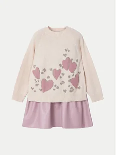 Mayoral Komplet sweter i sukienka 4925 Beżowy Regular Fit - Sukienki i spódniczki dla dziewczynek - miniaturka - grafika 1